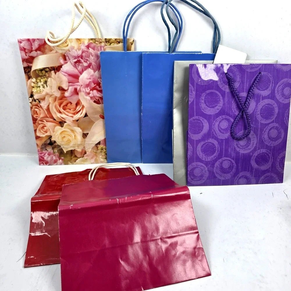 Vintage Gift Bags Mixed Lot of 20 Colorful New & Used 6